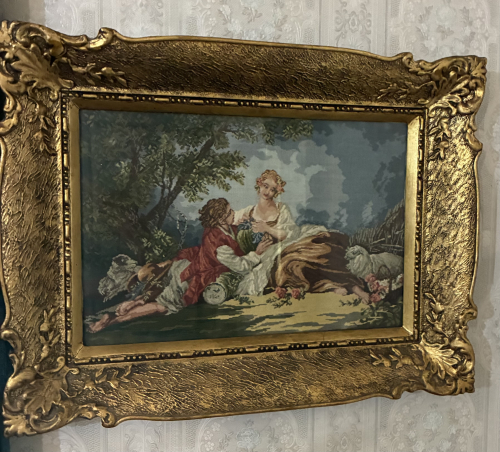 Pastoral scene of a young couple